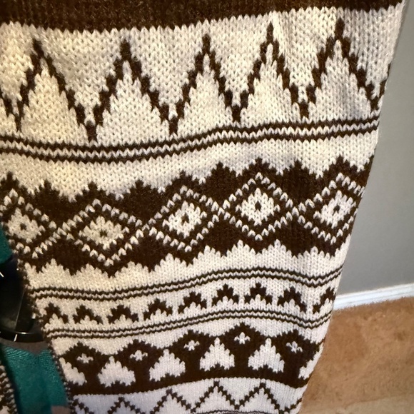 NWT Frye And Co Fair Isle Winter Scarf Cream Brown - Picture 4 of 11